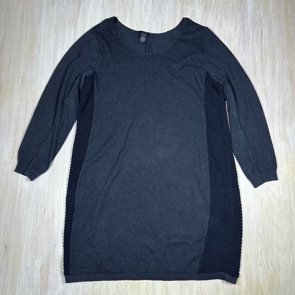 Lane Bryant Gray Knit Long Sleeve Ribbed Texture Panels Sweater Dress 18/20